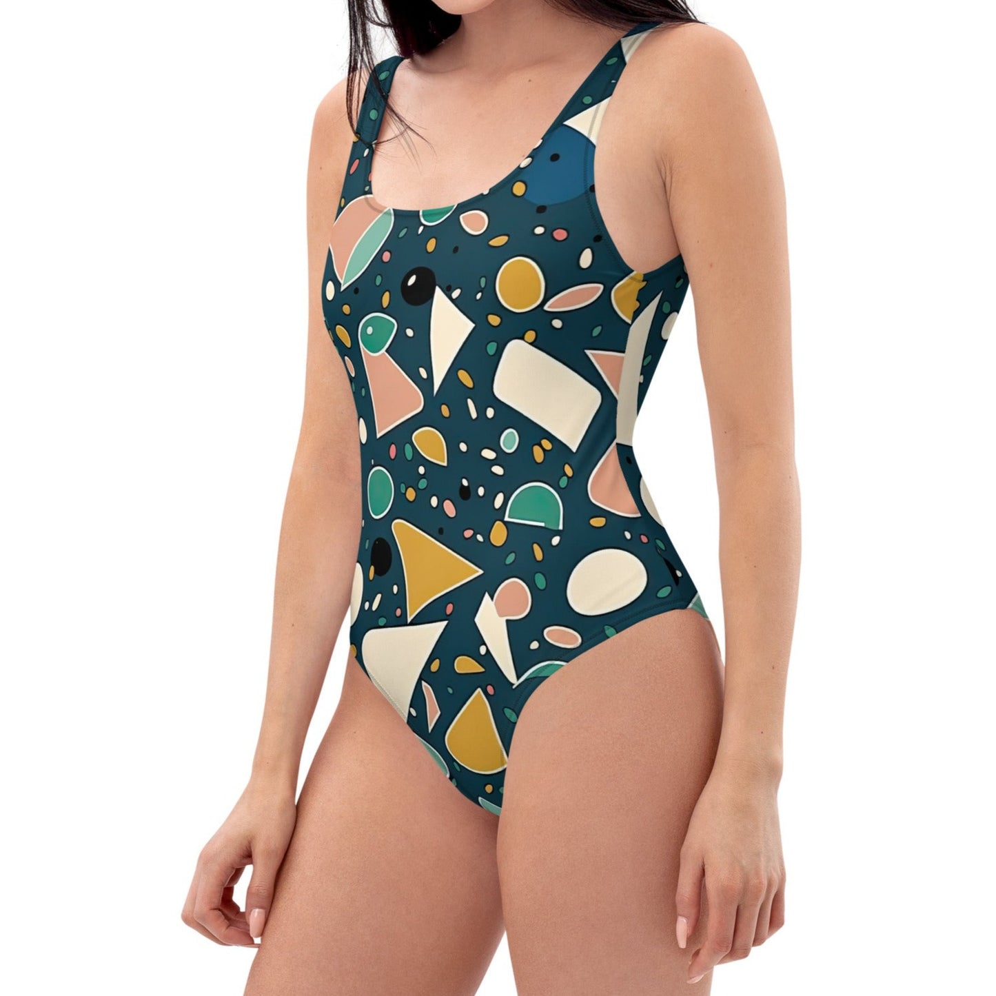 Blue Terrazzo One-Piece Swimsuit