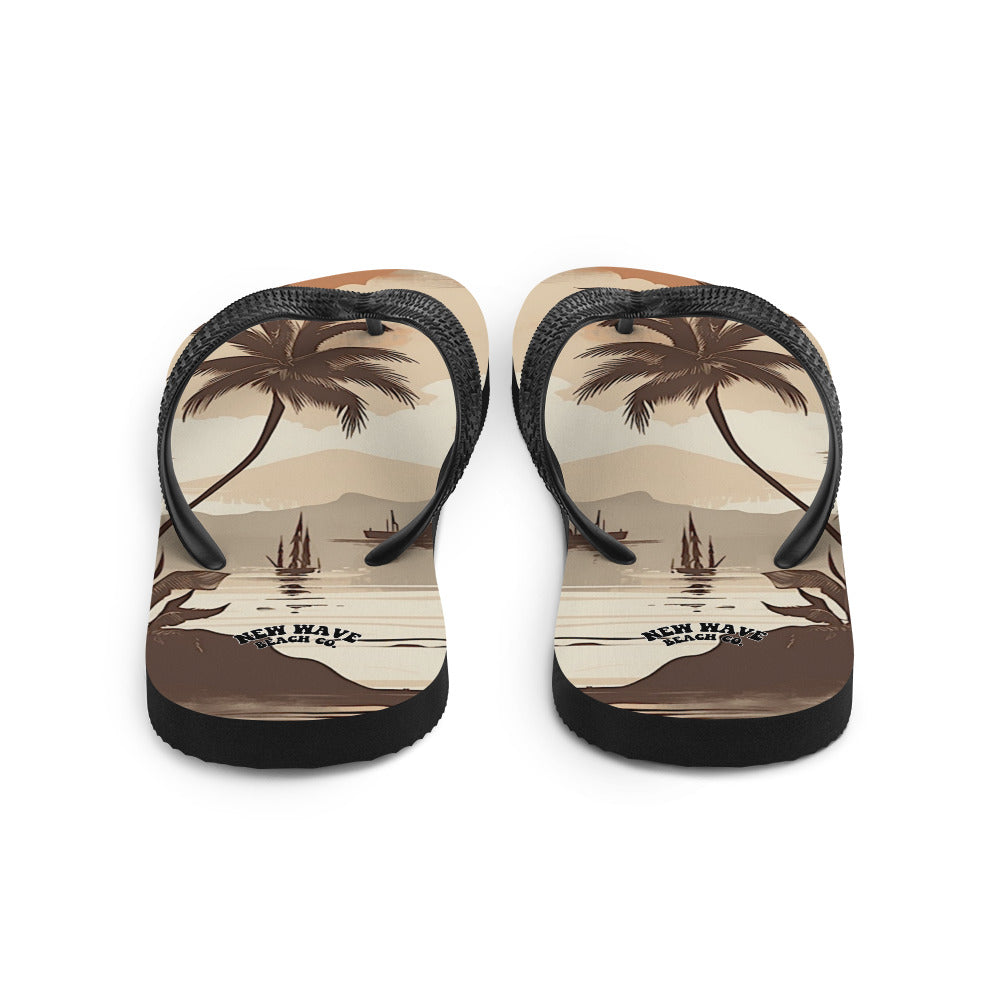 Brown Island Palm Flip-Flops