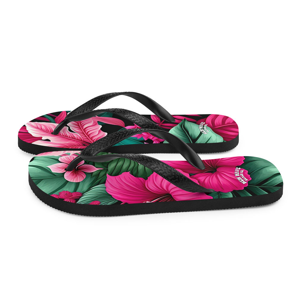 Pink Tropical Flower Flip-Flops