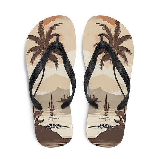 Brown Island Palm Flip-Flops